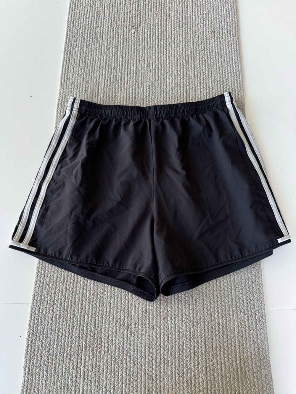 Adidas Black White Three Stripes Running Soccer Shorts Size Medium